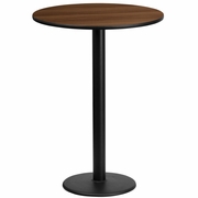 24'' ROUND WALNUT LAMINATE TABLE TOP WITH 18'' ROUND BAR HEIGHT TABLE BASE <font color=green>FREE SHIPPING!</font>