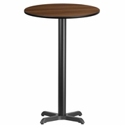24'' ROUND WALNUT LAMINATE TABLE TOP WITH 22'' X 22'' BAR HEIGHT TABLE BASE <font color=green>FREE SHIPPING!</font>