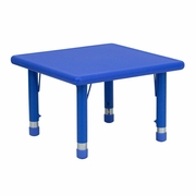 24'' SQUARE BLUE PLASTIC HEIGHT ADJUSTABLE ACTIVITY TABLE: <font color=green>FREE SHIPPING!</font>
