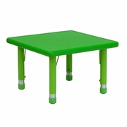 24'' SQUARE GREEN PLASTIC HEIGHT ADJUSTABLE ACTIVITY TABLE: <font color=green>FREE SHIPPING!</font>