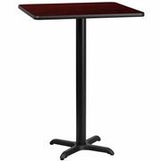24'' SQUARE MAHOGANY LAMINATE TABLE TOP WITH 22'' X 22'' BAR HEIGHT TABLE BASE: <font color=green>FREE SHIPPING!</font>