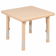 24" SQUARE NATURAL PLASTIC HEIGHT ADJUSTABLE ACTIVITY TABLE: <font color=green>FREE SHIPPING!</font>