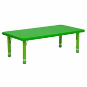 24''W X 48''L RECTANGULAR GREEN PLASTIC HEIGHT ADJUSTABLE ACTIVITY TABLE: <font color=green>FREE SHIPPING!</font>