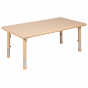 24"W X 48"L RECTANGULAR NATURAL PLASTIC HEIGHT ADJUSTABLE ACTIVITY TABLE: <font color=green>FREE SHIPPING!</font>