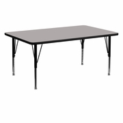 24''W X 60''L RECTANGULAR GREY HP LAMINATE ACTIVITY TABLE - HEIGHT ADJUSTABLE SHORT LEGS <font color=green>FREE SHIPPING!</font>