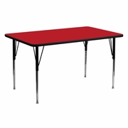 24''W X 60''L RECTANGULAR RED HP LAMINATE ACTIVITY TABLE - STANDARD HEIGHT ADJUSTABLE LEGS <font color=green>FREE SHIPPING!</font>