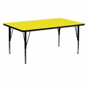 24''W X 60''L RECTANGULAR YELLOW HP LAMINATE ACTIVITY TABLE - HEIGHT ADJUSTABLE SHORT LEGS <font color=green>FREE SHIPPING!</font>