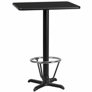 24'' X 30'' RECTANGULAR BLACK LAMINATE TABLE TOP WITH 22'' X 22'' BAR HEIGHT TABLE BASE AND FOOT RING <font color=green>FREE SHIPPING!</font>