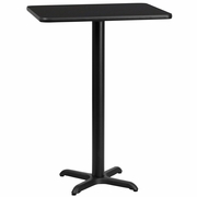 24'' X 30'' RECTANGULAR BLACK LAMINATE TABLE TOP WITH 22'' X 22'' BAR HEIGHT TABLE BASE <font color=green>FREE SHIPPING!</font>