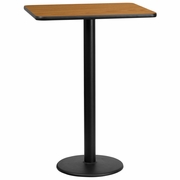 24'' X 30'' RECTANGULAR NATURAL LAMINATE TABLE TOP WITH 18'' ROUND BAR HEIGHT TABLE BASE: <font color=green>FREE SHIPPING!</font>
