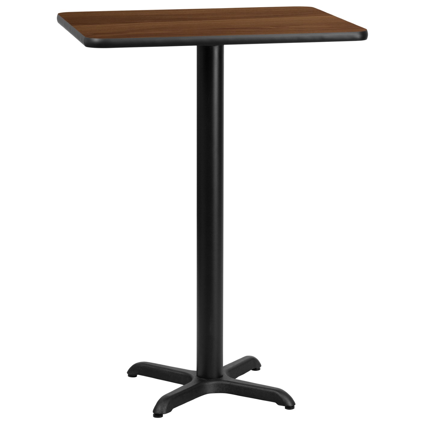 24'' X 30'' RECTANGULAR WALNUT LAMINATE TABLE TOP WITH 22'' X 22'' BAR HEIGHT TABLE BASE: <font color=green>FREE SHIPPING!</font> 24'' X 30'' RECTANGULAR WALNUT LAMINATE TABLE TOP WITH 22'' X 22'' BAR HEIGHT TABLE BASE: <font color=green>FREE SHIPPING!</font>