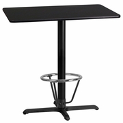 24'' X 42'' RECTANGULAR BLACK LAMINATE TABLE TOP WITH 23.5'' X 29.5'' BAR HEIGHT TABLE BASE AND FOOT RING <font color=green>FREE SHIPPING!</font>