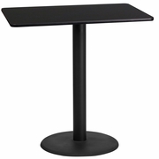 24'' X 42'' RECTANGULAR BLACK LAMINATE TABLE TOP WITH 24'' ROUND BAR HEIGHT TABLE BASE: <font color=green>FREE SHIPPING!</font>