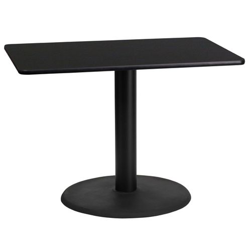24'' X 42'' RECTANGULAR BLACK LAMINATE TABLE TOP WITH 24'' ROUND TABLE HEIGHT BASE: <font color=green>FREE SHIPPING!</font>
