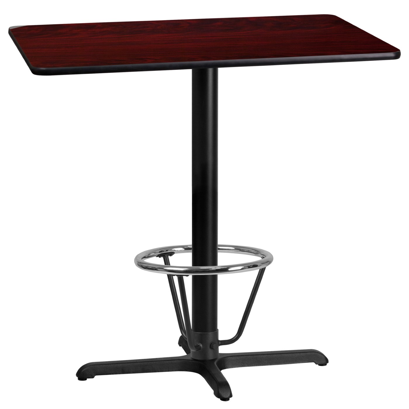 24'' X 42'' RECTANGULAR MAHOGANY LAMINATE TABLE TOP WITH 23.5'' X 29.5'' BAR HEIGHT TABLE BASE AND FOOT RING <font color=green>FREE SHIPPING!</font> 24'' X 42'' RECTANGULAR MAHOGANY LAMINATE TABLE TOP WITH 23.5'' X 29.5'' BAR HEIGHT TABLE BASE AND FOOT RING <font color=green>FREE SHIPPING!</font>
