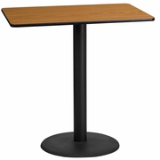 24'' X 42'' RECTANGULAR NATURAL LAMINATE TABLE TOP WITH 24'' ROUND BAR HEIGHT TABLE BASE: <font color=green>FREE SHIPPING!</font>