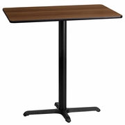 24'' X 42'' RECTANGULAR WALNUT LAMINATE TABLE TOP WITH 23.5'' X 29.5'' BAR HEIGHT TABLE BASE: <font color=green>FREE SHIPPING!</font>