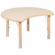25.125"W X 35.5"L CRESCENT NATURAL PLASTIC HEIGHT ADJUSTABLE ACTIVITY TABLE: <font color=green>FREE SHIPPING!</font>