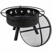 29" ROUND WOOD BURNING FIREPIT WITH MESH SPARK SCREEN: <font color=green>FREE SHIPPING!</font>
