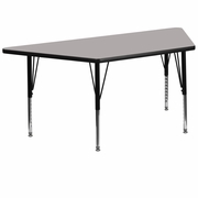 29''W X 57''L TRAPEZOID GREY HP LAMINATE ACTIVITY TABLE - HEIGHT ADJUSTABLE SHORT LEGS: <font color=green>FREE SHIPPING!</font>
