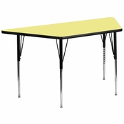 29''W X 57''L TRAPEZOID YELLOW THERMAL LAMINATE ACTIVITY TABLE - STANDARD HEIGHT ADJUSTABLE LEGS <font color=green>FREE SHIPPING!</font>