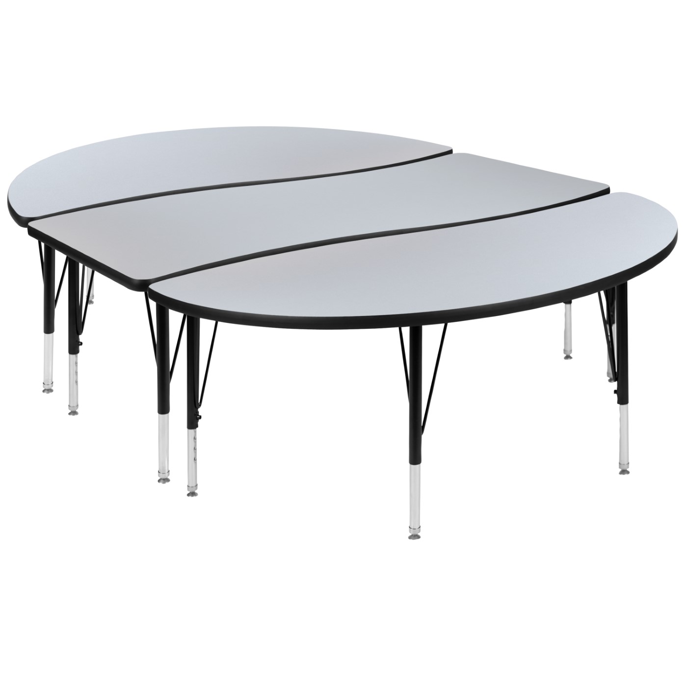 3 PIECE 86" OVAL WAVE FLEXIBLE GREY THERMAL LAMINATE ACTIVITY TABLE SET - HEIGHT ADJUSTABLE SHORT LEGS: <font color=green>FREE SHIPPING!</font> 3 PIECE 86" OVAL WAVE FLEXIBLE GREY THERMAL LAMINATE ACTIVITY TABLE SET - HEIGHT ADJUSTABLE SHORT LEGS: <font color=green>FREE SHIPPING!</font>