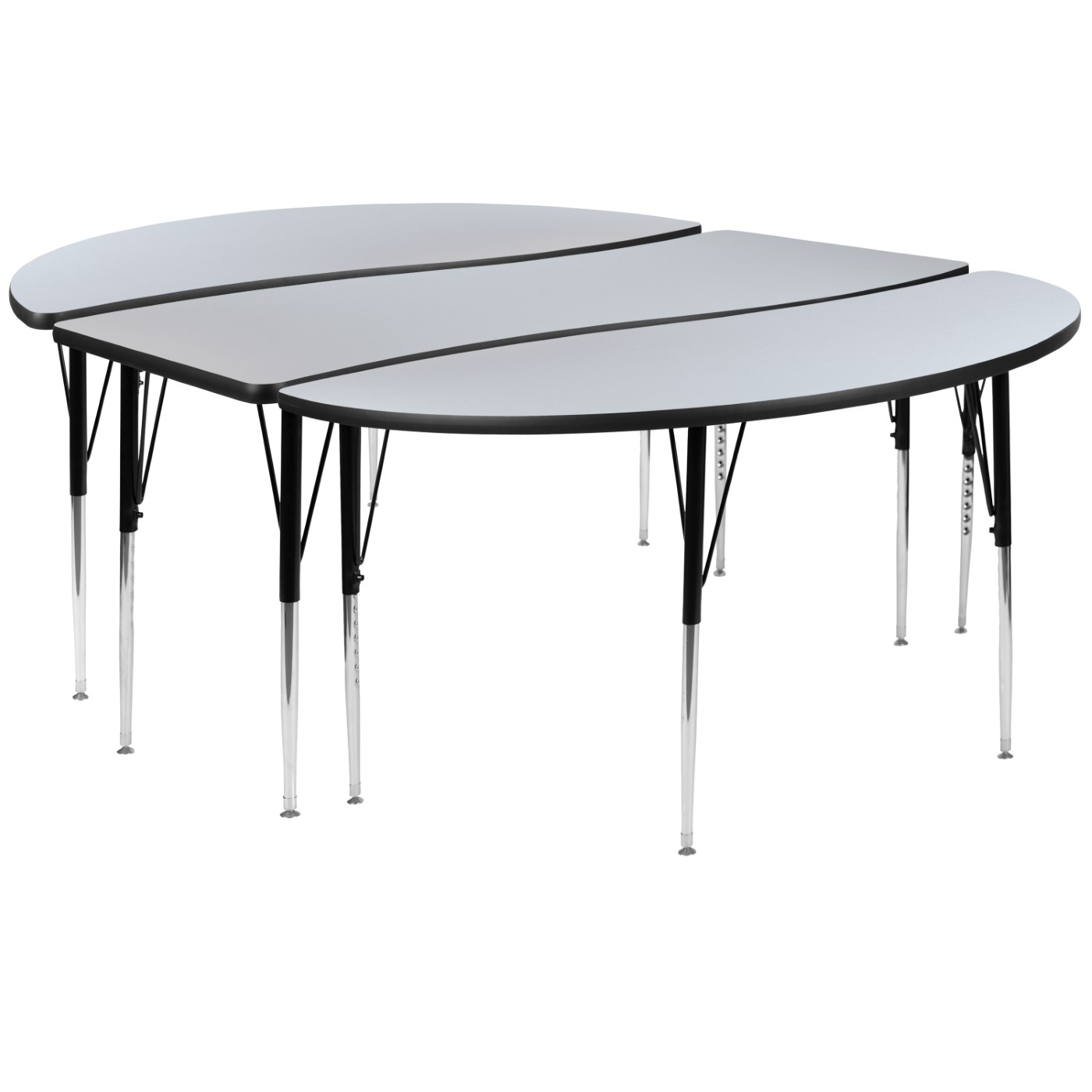 3 PIECE 86" OVAL WAVE FLEXIBLE GREY THERMAL LAMINATE ACTIVITY TABLE SET - STANDARD HEIGHT ADJUSTABLE LEGS <font color=green>FREE SHIPPING!</font> 3 PIECE 86" OVAL WAVE FLEXIBLE GREY THERMAL LAMINATE ACTIVITY TABLE SET - STANDARD HEIGHT ADJUSTABLE LEGS <font color=green>FREE SHIPPING!</font>