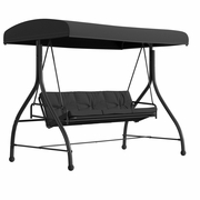 3-SEAT OUTDOOR STEEL CONVERTING PATIO SWING CANOPY HAMMOCK WITH CUSHIONS / OUTDOOR SWING BED (BLACK): <font color=green>FREE SHIPPING!</font> 3-SEAT OUTDOOR STEEL CONVERTING PATIO SWING CANOPY HAMMOCK WITH CUSHIONS / OUTDOOR SWING BED (BLACK): <font color=green>FREE SHIPPING!</font>