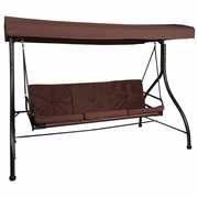 3-SEAT OUTDOOR STEEL CONVERTING PATIO SWING CANOPY HAMMOCK WITH CUSHIONS / OUTDOOR SWING BED (BROWN): <font color=green>FREE SHIPPING!</font> 3-SEAT OUTDOOR STEEL CONVERTING PATIO SWING CANOPY HAMMOCK WITH CUSHIONS / OUTDOOR SWING BED (BROWN): <font color=green>FREE SHIPPING!</font>
