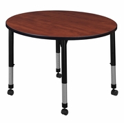 30 IN. ROUND HEIGHT ADJUSTABLE MOBILE CLASSROOM ACTIVITY TABLE- CHERRY <FONT COLOR=GREEN>-FREE SHIPPING-</FONT>