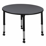 30 IN. ROUND HEIGHT ADJUSTABLE MOBILE CLASSROOM ACTIVITY TABLE- GREY <FONT COLOR=GREEN>-FREE SHIPPING-</FONT>