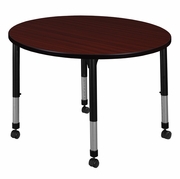 30 IN. ROUND HEIGHT ADJUSTABLE MOBILE CLASSROOM ACTIVITY TABLE- MAHOGANY <FONT COLOR=GREEN>-FREE SHIPPING-</FONT>