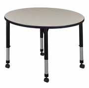 30 IN. ROUND HEIGHT ADJUSTABLE MOBILE CLASSROOM ACTIVITY TABLE- MAPLE <FONT COLOR=GREEN>-FREE SHIPPING-</FONT>