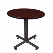 30 IN. ROUND X-BASE BREAKROOM TABLE- MAHOGANY <FONT COLOR=GREEN>-FREE SHIPPING-</FONT>