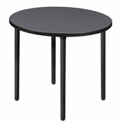 30 IN. SMALL ROUND BREAKROOM TABLE- GREY TOP, BLACK FOLDING LEGS <FONT COLOR=GREEN>-FREE SHIPPING-</FONT>