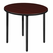 30 IN. SMALL ROUND BREAKROOM TABLE- MAHOGANY TOP, BLACK FOLDING LEGS <FONT COLOR=GREEN>-FREE SHIPPING-</FONT>