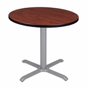 30 IN. SMALL ROUND X-BASE BREAKROOM TABLE- CHERRY TOP, GREY LEGS <FONT COLOR=GREEN>-FREE SHIPPING-</FONT>