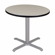 30 IN. SMALL ROUND X-BASE BREAKROOM TABLE- MAPLE TOP, GREY LEGS <FONT COLOR=GREEN>-FREE SHIPPING-</FONT>