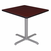 30 IN. SMALL SQUARE X-BASE BREAKROOM TABLE- MAHOGANY TOP, GREY LEGS <FONT COLOR=GREEN>-FREE SHIPPING-</FONT>