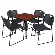 30 IN. SQUARE ADJUSTABLE CLASSROOM TABLE- CHERRY & 4 STACK CHAIRS- BLACK <FONT COLOR=GREEN>-FREE SHIPPING-</FONT>
