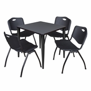 30 IN. SQUARE BREAKROOM TABLE- GREY TOP, BLACK BASE & 4 M STACK CHAIRS- BLACK <FONT COLOR=GREEN>-FREE SHIPPING-</FONT>