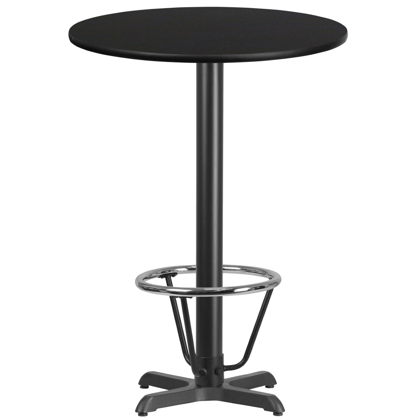 30'' ROUND BLACK LAMINATE TABLE TOP WITH 22'' X 22'' BAR HEIGHT TABLE BASE AND FOOT RING <font color=green>FREE SHIPPING!</font> 30'' ROUND BLACK LAMINATE TABLE TOP WITH 22'' X 22'' BAR HEIGHT TABLE BASE AND FOOT RING <font color=green>FREE SHIPPING!</font>