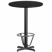 30'' ROUND BLACK LAMINATE TABLE TOP WITH 22'' X 22'' BAR HEIGHT TABLE BASE AND FOOT RING <font color=green>FREE SHIPPING!</font>
