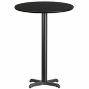 30'' ROUND BLACK LAMINATE TABLE TOP WITH 22'' X 22'' BAR HEIGHT TABLE BASE: <font color=green>FREE SHIPPING!</font>