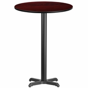 30'' ROUND MAHOGANY LAMINATE TABLE TOP WITH 22'' X 22'' BAR HEIGHT TABLE BASE: <font color=green>FREE SHIPPING!</font>