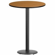 30'' ROUND NATURAL LAMINATE TABLE TOP WITH 18'' ROUND BAR HEIGHT TABLE BASE: <font color=green>FREE SHIPPING!</font>