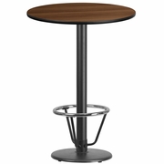 30'' ROUND WALNUT LAMINATE TABLE TOP WITH 18'' ROUND BAR HEIGHT TABLE BASE AND FOOT RING <font color=green>FREE SHIPPING!</font>