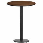 30'' ROUND WALNUT LAMINATE TABLE TOP WITH 18'' ROUND BAR HEIGHT TABLE BASE: <font color=green>FREE SHIPPING!</font>