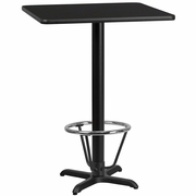 30'' SQUARE BLACK LAMINATE TABLE TOP WITH 22'' X 22'' BAR HEIGHT TABLE BASE AND FOOT RING <font color=green>FREE SHIPPING!</font>