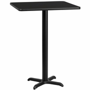 30'' SQUARE BLACK LAMINATE TABLE TOP WITH 22'' X 22'' BAR HEIGHT TABLE BASE: <font color=green>FREE SHIPPING!</font>